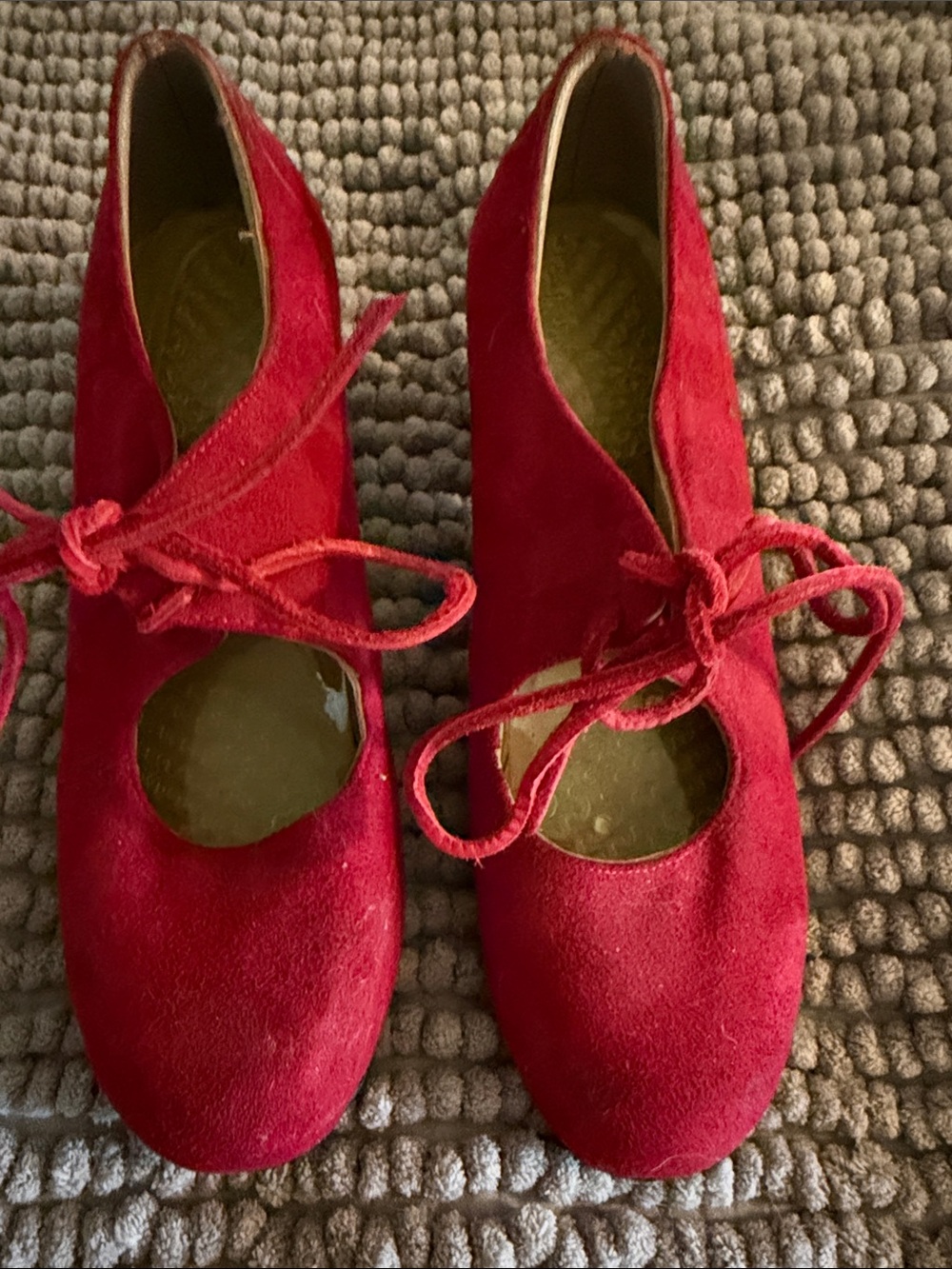 Flamenco Dance Women's Red Suede Lace-Up Shoes